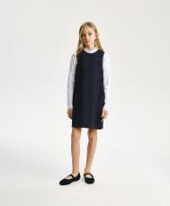 Сарафан для девочки трапециевидной формы из джерси синий Gulliver