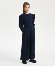 Жакет для девочки трикотажный укороченный синий  (128) Gulliver