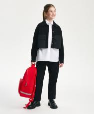 Жакет для девочки укороченный трикотажный черный Gulliver