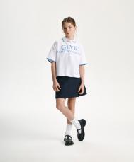 Поло с коротким рукавом для девочки белое с принтом  (134) Gulliver