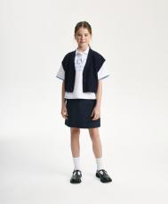 Юбка для девочки с запахом синяя  (140) Gulliver