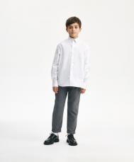 Сорочка для мальчика с длинным рукавом прямой свободной формы белая  (134) Gulliver