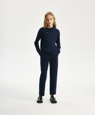 Водолазка для девочки с акцентной застежкой синяя  (140) Gulliver