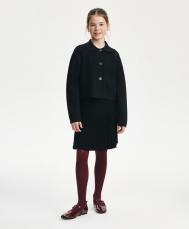 Кардиган для девочки укороченный с отложным воротником черный  (140) Gulliver