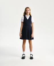 Платье-сарафан для девочки трикотажный приталенный синий  (128) Gulliver