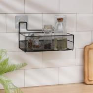 Полка для кухни доляна, на липучках, 26×13.5×14 см, черная Доляна