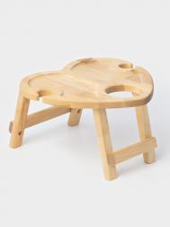 Столик - поднос деревянный для вина в форме сердца , с менажницей и складными ножками, на 2 персоны, d=30×1,8 см, береза Adelica