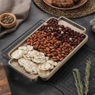 Поднос деревянный для подачи , 35×20×1,8 см, потайные ручки, пропитано маслом, массив березы Adelica