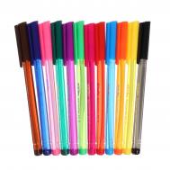 Набор ручек шариковых, 12 цветов, треугольный, тонированный корпус, в блистере на кнопке NO BRAND