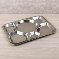 Поднос из нержавеющей стали, 6 секций, 39,5×29×1,5 см, цвет серебряный NO BRAND