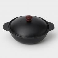 Жаровня чугунная, 2 л, d=24 см, чугунная крышка, черная NO BRAND