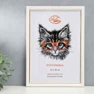 Фоторамка пластик 21х30 см, белый с золотом (пластиковый экран) NO BRAND