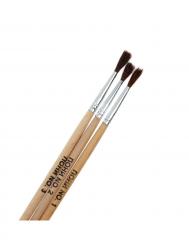 Набор кистей пони 3 штуки: № 1, 2, 3, круглые, с деревянными ручками, в блистере Calligrata