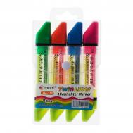 Набор маркеров-текстовыделителей, 4 штуки, наконечники скошенные, 5 мм, двухцветные NO BRAND