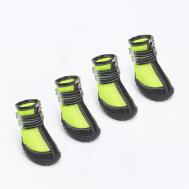 Ботинки высокие для больших собак, набор 4 шт, размер l (подошва 10х7 см), черно-салатовые NO BRAND