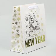 Пакет подарочный новогодний ламинированный, конгревное тиснение Дарите счастье