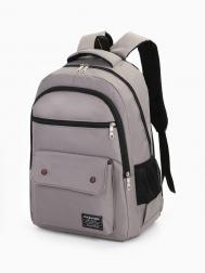 Рюкзак школьный на молнии, 2 отдела, 4 кармана, цвет серый NO BRAND
