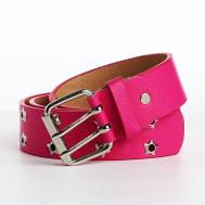 Ремень женский, ширина 3.8 см, люверсы, винт, пряжка металл, цвет розовый NO BRAND