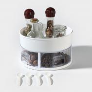 Органайзер для специй вращающийся, 4 ячейки, 2-х ярусный, 23×13.5 см, белый NO BRAND