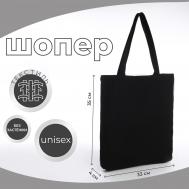 Сумка-шопер без застежки, из текстиля, цвет черный NO BRAND