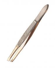 Пинцет косметологический для бровей длина 8 см, со скошенными кончиками Золотой 103-011 Di Valore