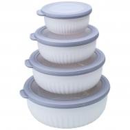 Набор герметичных контейнеров  (4 шт., 0,36/0,73/1,25/2,2 л, пластик, круг, бел.) VELTON PARK