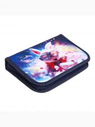 Пенал 1 секция 140×210×40 мм, откидной карман и косметичка, тканевый, Calligrata