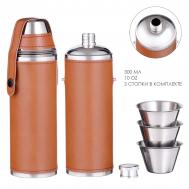 Фляжка мастер к, 300 мл, с 3 стопками по 30 мл, в чехле, подарочная, нержавеющая сталь, экокожа Мастер К