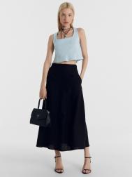 Юбка женская черная из вискозы и льна Mark Formelle