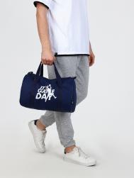 Сумка дорожная на молнии , с подкладкой, длинный ремень, маленький размер, синяя Textura