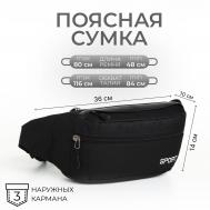 Сумка поясная на молнии, 2 наружных кармана, цвет черный NO BRAND