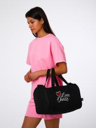 Сумка дорожная на молнии , с подкладкой, длинный ремень, маленький размер, черная Textura