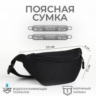 Поясная сумка на молнии, 2 наружных кармана, цвет черный NO BRAND