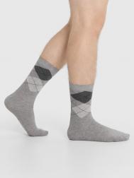 Носки мужские серые с рисунком в виде ромбов Mark Formelle