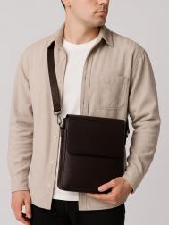 Сумка планшет мужская , 2 отдела на молнии, наружный карман, коричневая Textura