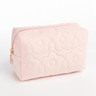 Косметичка объемная на молнии, маленькая, с вышивкой, светло-розовая NO BRAND