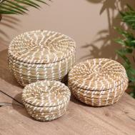 Набор плетеных корзинок, 3 шт. с крышкой 25х20х16 см NO BRAND