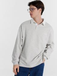 Свитшот мужской серый с имитацией воротника рубашки Mark Formelle