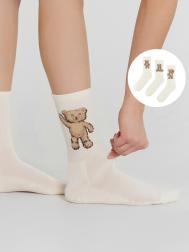 Носки женские кремовые с изображением медвежат в наборе, 3 пары Mark Formelle
