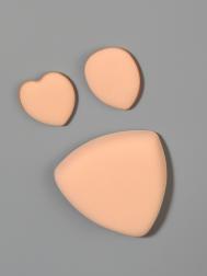 Спонжи для макияжа, в футляре, 3 формы: треугольник, овал, сердце, бежевые QF