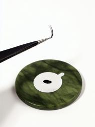 Камень под клей для наращивания ресниц, d=5 см, круглый, изумрудный QF