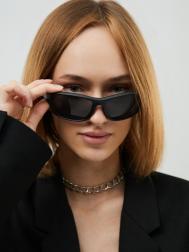 Очки солнцезащитные спортивные, uv 400, ширина 14.1 см, дужка 14.3 см, высота 5.3 см, черный NO BRAND