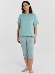 Комплект женский домашний голубой с принтом и надписью Mark Formelle