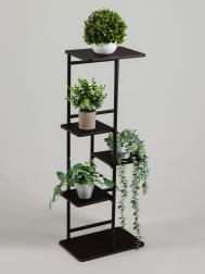 Подставка для цветов , 5 полок, 36×23×94 см, напольная, каркас металл, полки мдф, черная Greengo