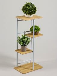 Подставка для цветов , 4 полки, 36×23×74 см, напольная, каркас металл, полки мдф, белая Greengo