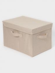 Короб стеллажный с крышкой , 38×26×24 см, бежевый, материал батист LaDо́m