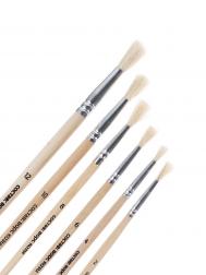 Набор кистей коза, круглые 6 штук (№2.4,6.8,10.12) с деревянными ручками, на блистере Calligrata