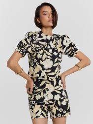 Рубашка женская черная с цветочным принтом Mark Formelle