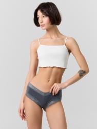 Трусы бразилиана женские серые с кружевом Mark Formelle