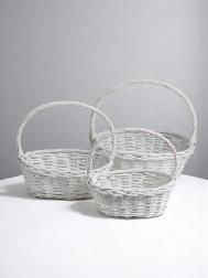 Набор корзин плетеных, овальные 3 шт., l: 40×32 см, н14 см, н с ручкой 37 см.m: 34×26×12hх33hhs: 29×21×11hх28 NO BRAND